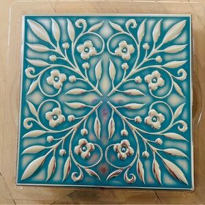 NIB 10-Pack Peel & Stick Tiles 8×8 Turquoise/Silver Backsplash Furniture Art